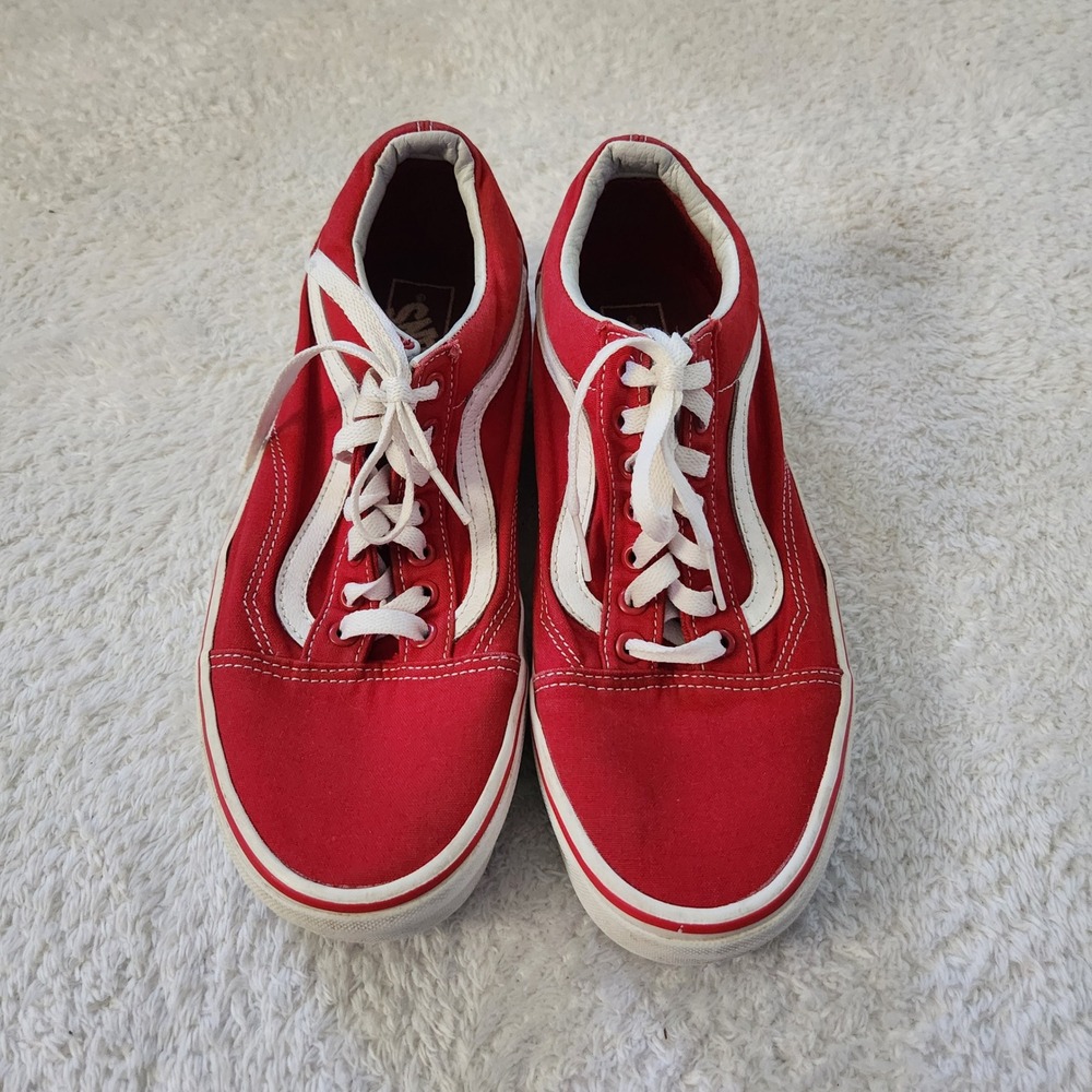 Vans Old Skool Red Canvas Low Top‎ Skate Shoes Mens 9.5 Womens 11